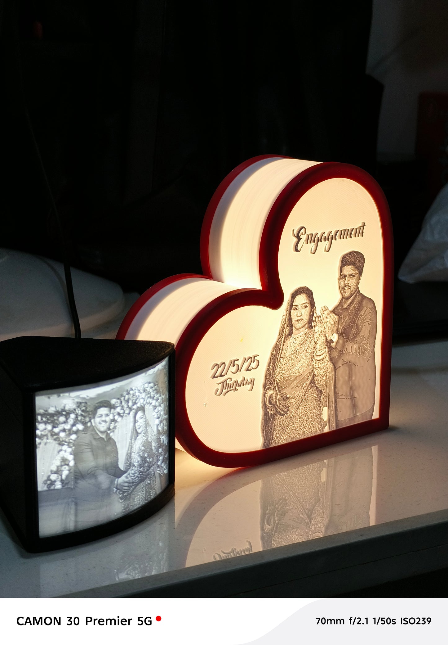 3D Printed Personalized Heart Photo Lamp – Gift for Birthdays, Anniversaries & Family
