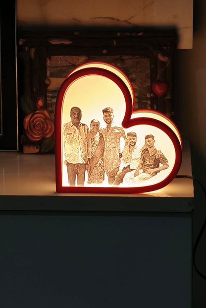 3D Printed Personalized Heart Photo Lamp – Gift for Birthdays, Anniversaries & Family