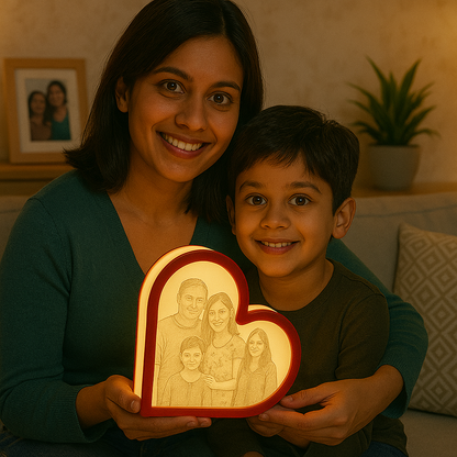3D Printed Personalized Heart Photo Lamp – Gift for Birthdays, Anniversaries & Family