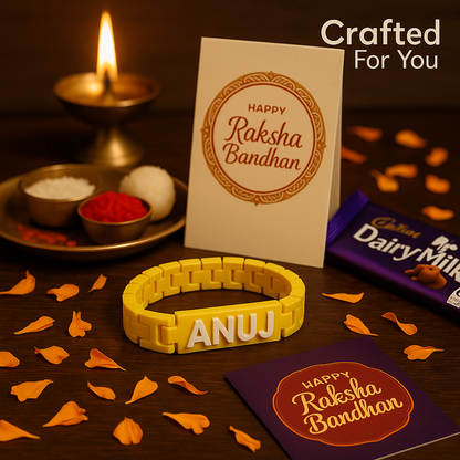 Rakhi Bracelet with Name – Custom Raksha Bandhan Gift. Personalized 3D Printed.
