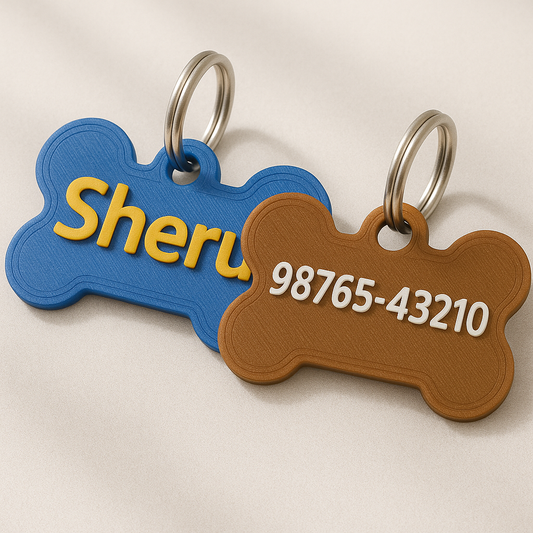 Custom 3D-Printed Pet ID Tag – Bone-Shaped with Name & Emergency Info