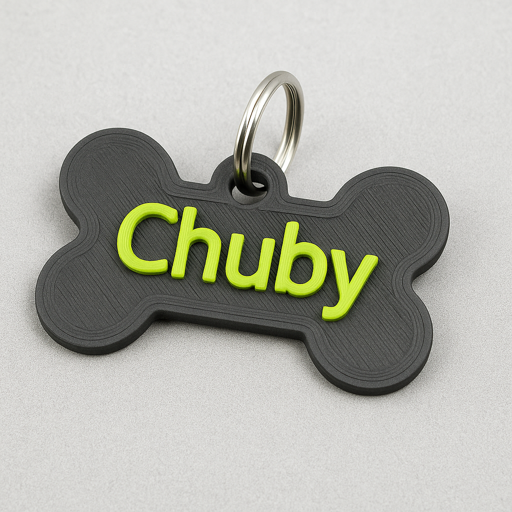 Custom 3D-Printed Pet ID Tag – Bone-Shaped with Name & Emergency Info